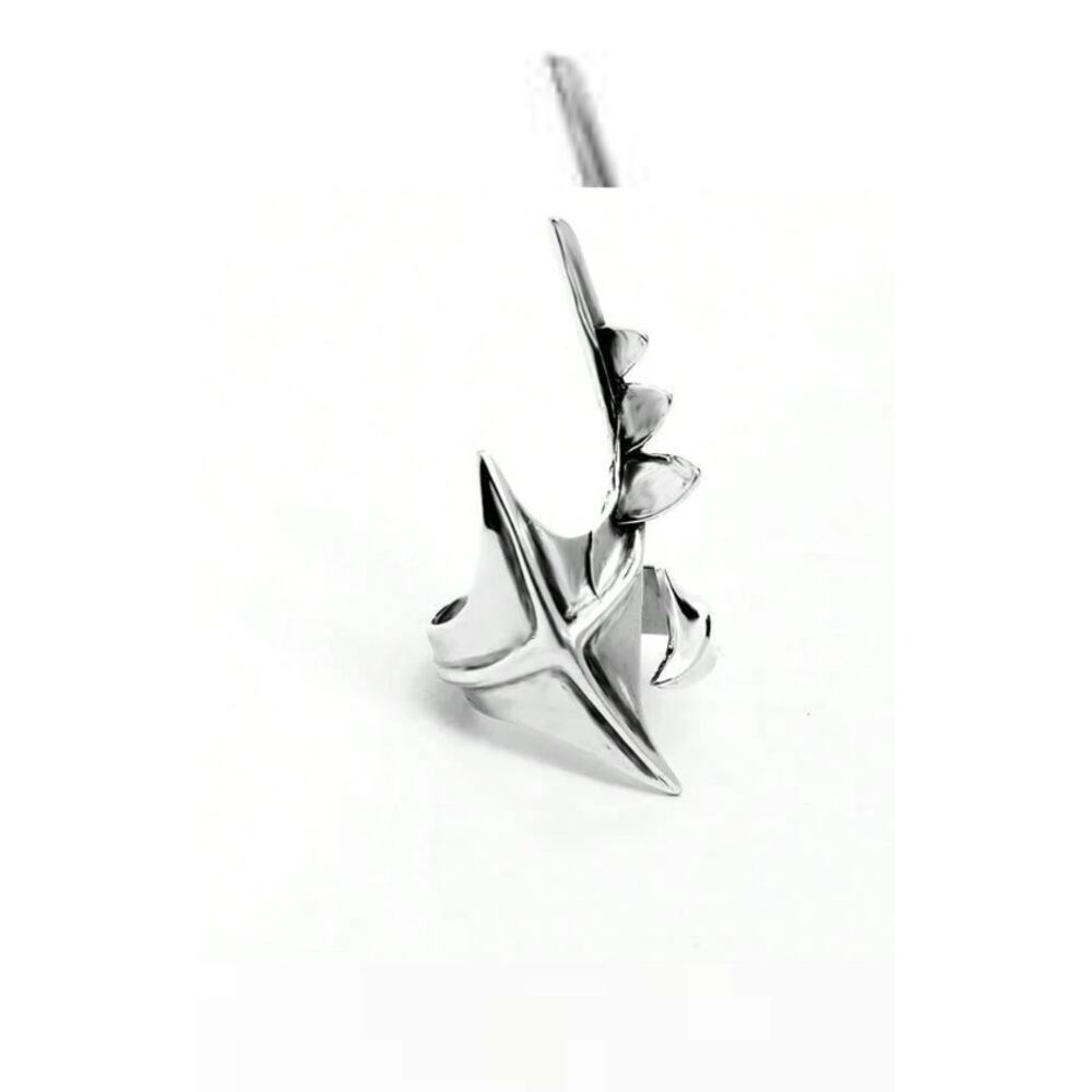 Futuristic Silver Spike Ring | Adjustable Punk Gothic Armor Claw Jewelry